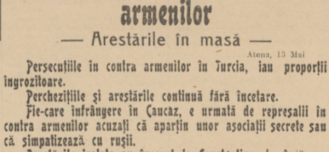 Genocidul Armean în presa românească din aprilie-mai 1915 Genocidul Armean în presa românească din aprilie-mai 1915